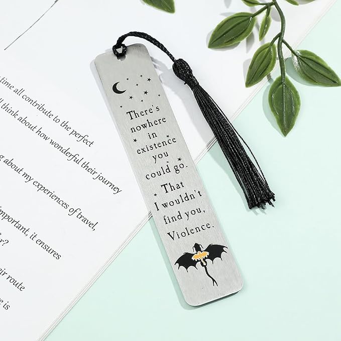 Dragon Metal Bookmarks Set, Fourth Wing Stainless Steel Bookmark with Charm, Book Mark for Reading Women and Men, Book Accessories for Book Lover (Style 1)