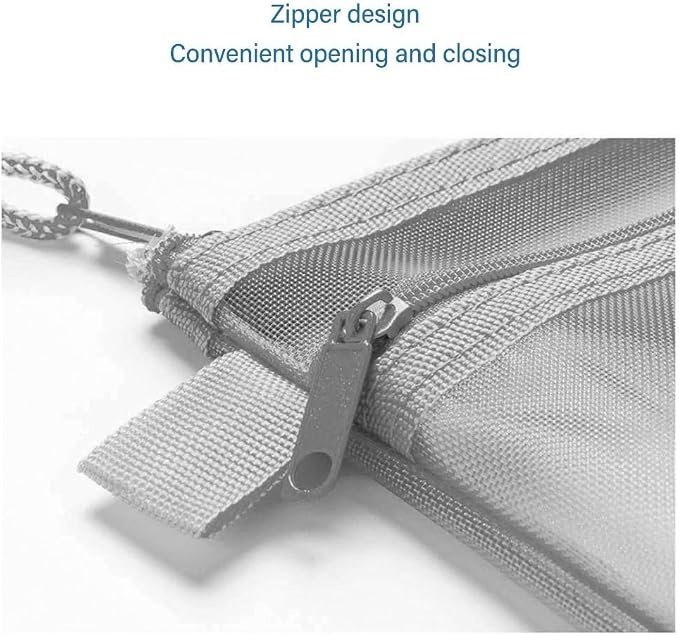10Pcs Double Layer Mesh File Pouches – Nylon Zipper Bags for A6 Paper Storage, Organize Office Supplies Cosmetics Travel 20.5 x 12 cm(Grey)