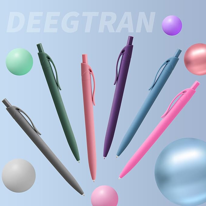 Deegtran 50 Pack No Bleed Green Click Pens, Wholesale Retractable Medium Point Smooth Ink Pens, 1.0MM