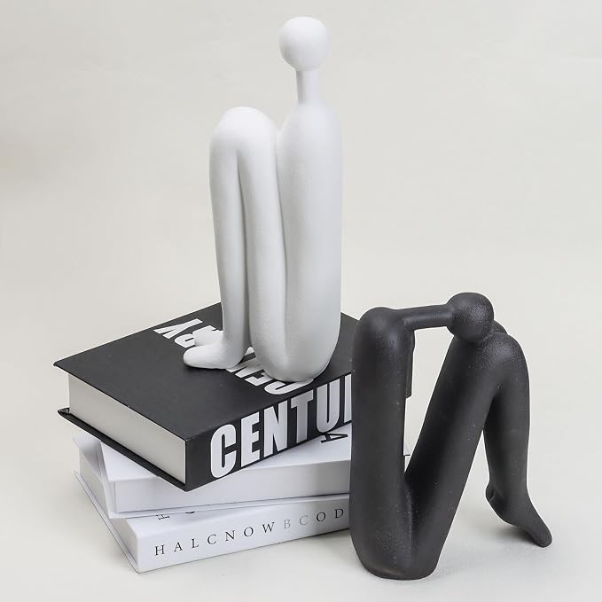 Book Ends Decorative for Shelves- Modern Bookends for Bookshelf Decor, Heavy Duty Book Holder and Book Stopper, Stylish Shelf Decorations and Bookends for Shelves