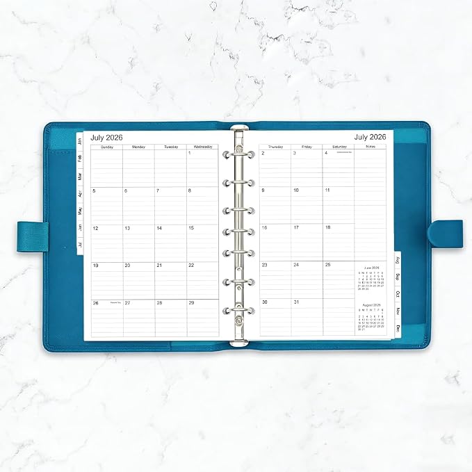 2026-2027 Monthly Planner Refills, Two Pages Per Month,Jul 2026 to Jun 2027, A5 Size,5.8" x 8.25",7-holes punched,2026-2027 planner inserts