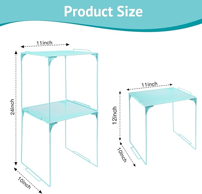 Locker Organizer Shelf Stackable Extra Locker Shelf for School Locker Organizer Storage Cabinet Accessories Suitable for School, Office, and Home use (2, Light Blue)