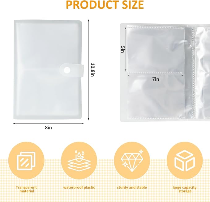 Nirvany 5x7 Index Organizer Book, Clear Flash Card Holder with 50 Plastic Sleeves, Binder Folder for Notes, Recipes & Study Supplies, Stores Up to 200 Pieces