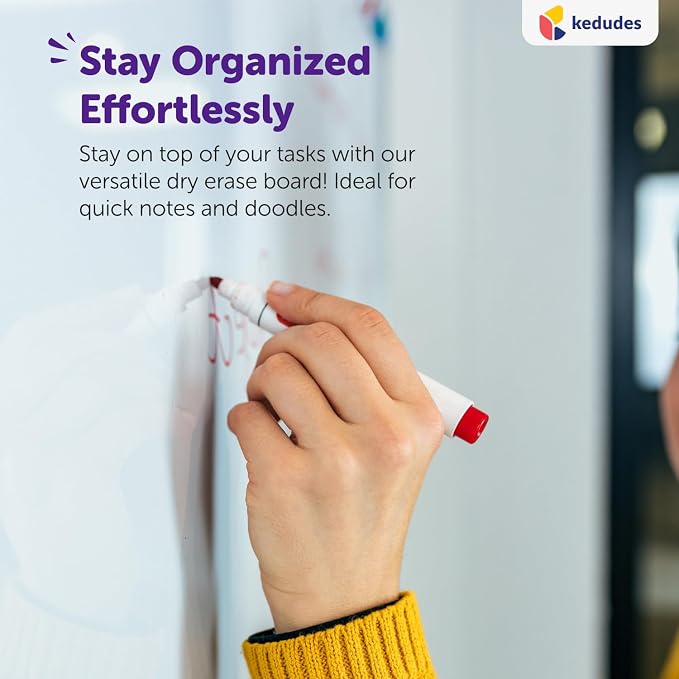 Kedudes Magnetic 8.5’’ x 11’’ Small Dry Erase Whiteboard - Includes 6 Magnetic Dry Erase Markers, Assorted Colors - Small Board for Fridge, Locker, Office, Classroom, Dorm Room