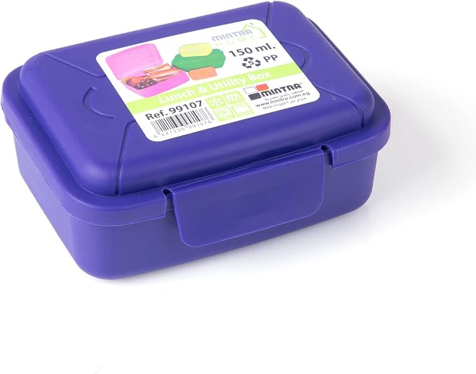 Mintra Home Utility Boxes - 150ml PURPLE - 6 Pack - (3.74inW x 2.83inD x 1.49inH) - great utility box, storage box for crafts and other small items