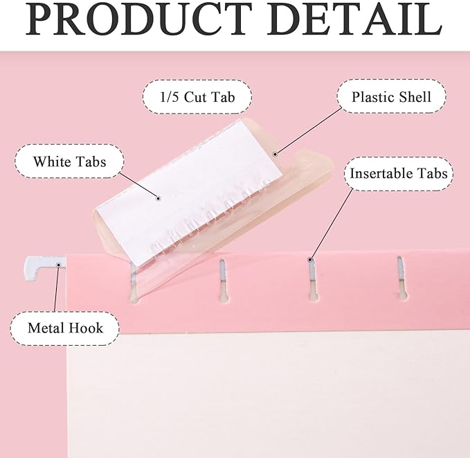 48 Pack Hanging File Folders Letter Size with 1/5 Cut Adjustable Tabs File Folder for Filing Cabinet Reinforced Hanging Folders Design for Home School Office, Macaroon Design