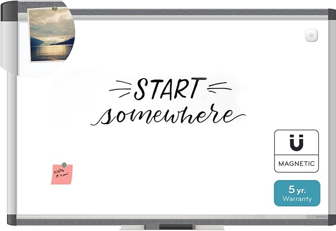 U Brands PINIT Magnetic Dry Erase Board White Board, 36" x 24" Inches, Silver Aluminum Frame