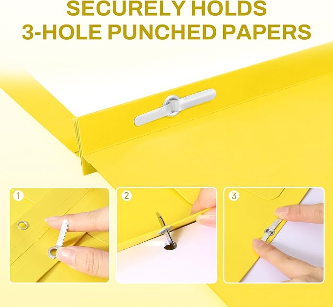 SUNEE 2 Pocket Folders with Prongs (25 Pack, Yellow), Paper Folders with 2 Pockets and 3 Prongs Fit Letter Size Paper, Folders with Prongs for School Office Home Business