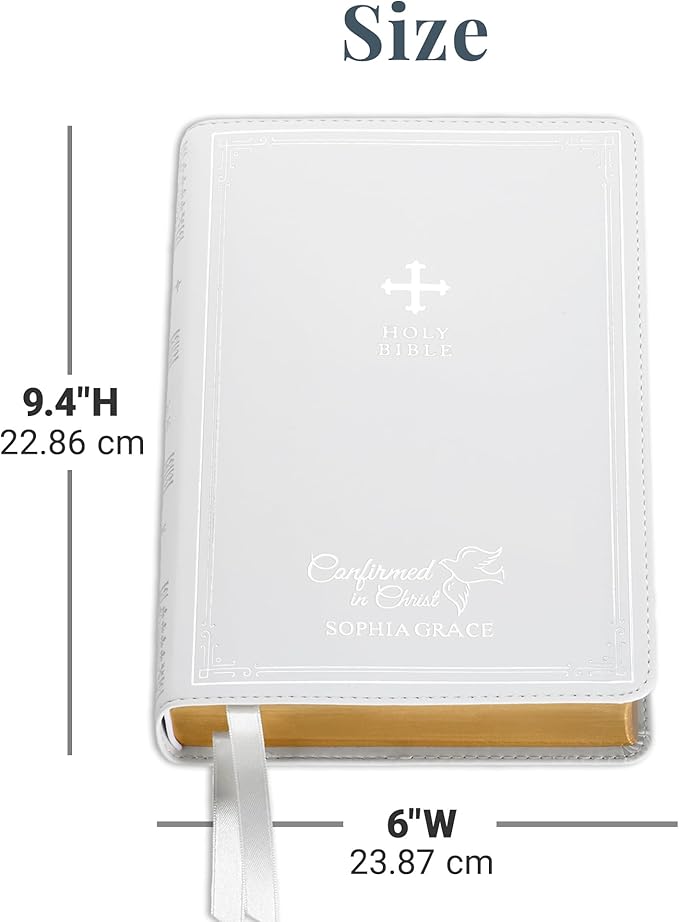 Let's Make Memories Personalized Catholic Bible for Confirmation - Religious Keepsake - Sacrament for Kids, Young Adults - Confirmed in Christ - White Cover