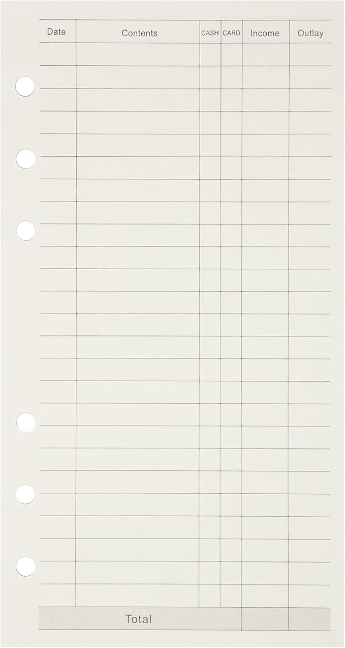Zelten 1 Pack A6 45 Sheets/90 Pages Finance Loose Leaf Punched Paper Refills Paper for 6 Hole Binder Personal Organizer Diary Notebook Refillable Planner