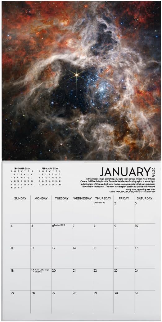 2026 James Webb Space Large Wall Calendar | Astronomy Wall Calendar | Star Calendar 2026