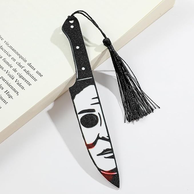 Horror Movie Knife Acrylic Bookmark, Gothic Ghostface Dagger Bookmarks,Book Lover Book Mark Halloween & Christmas Gift (3PC Knife)