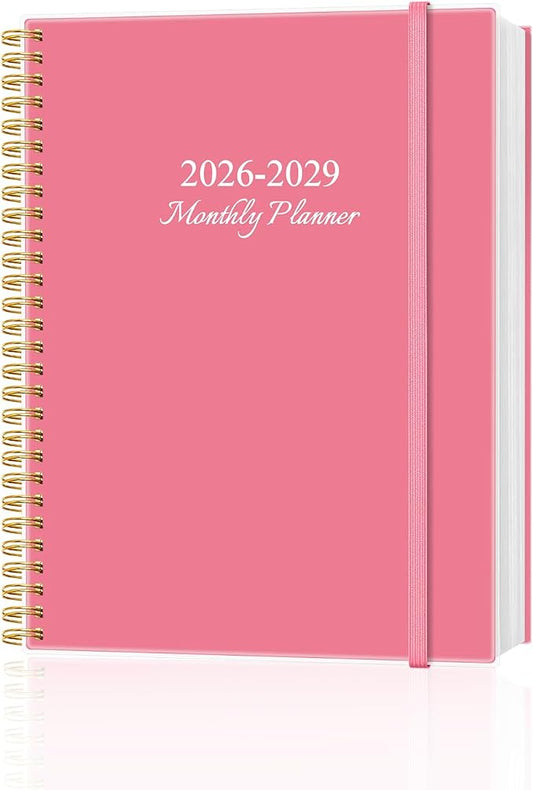 2026-2029 Monthly Planner, 3 Years Calendar from July 2026 - June 2029 with Spiral Binding, Inner Pocket, Elastic Closure, 33 Month Planner for Home | School | Office, 8.5" x 11", Pink