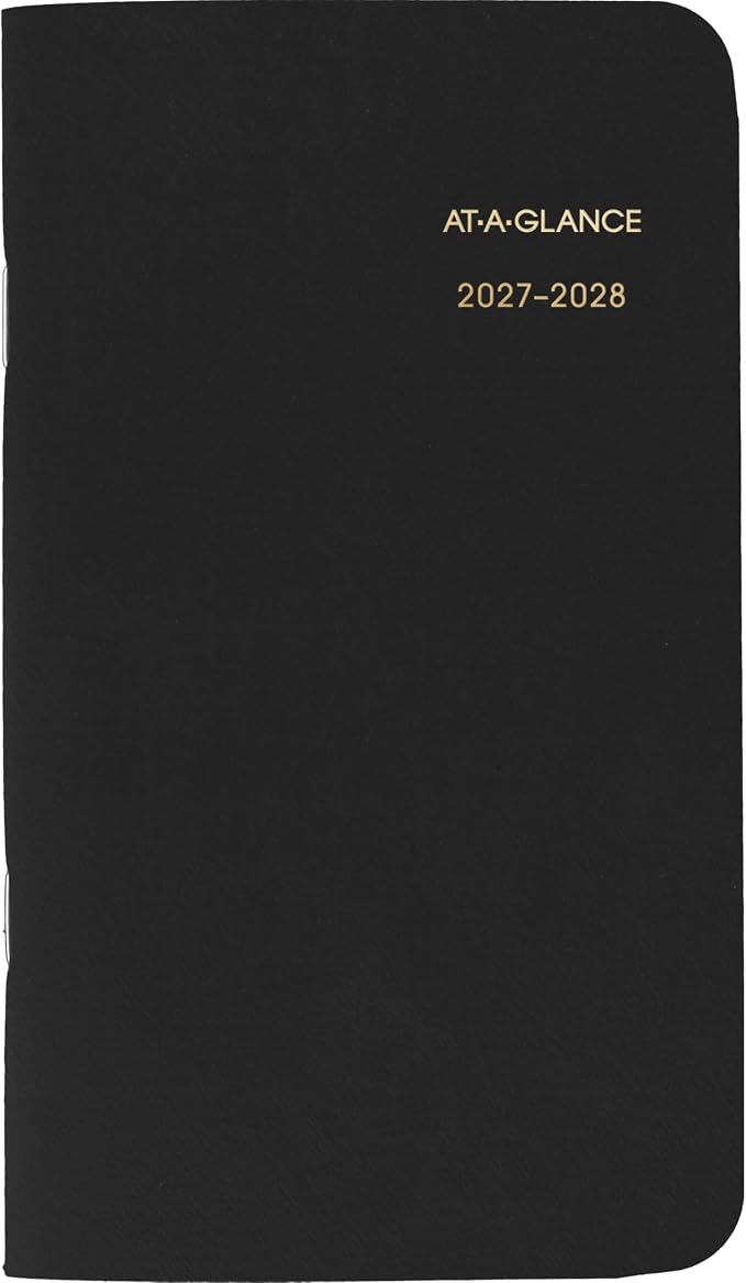 AT-A-GLANCE 2027-2028 Planner, 2-Year Monthly Planner, 3.5" x 6", Pocket Size, Unruled Daily Blocks, Black (700240527)