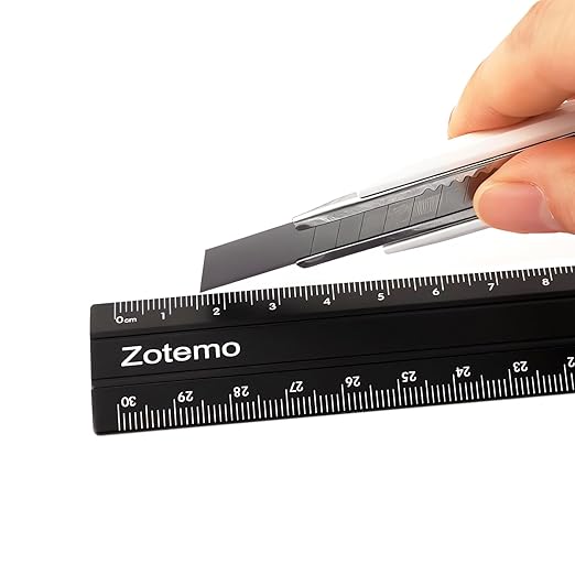 2-in-1 Foldable Metal Ruler & Protractor -15cm Compact to 30cm Extended, Precision Laser Etched Metric Scale, Aluminum Folding Small Ruler for Planner Journaling Drafting Drawing (Black)
