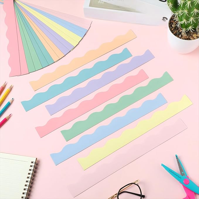 Qeeenar 24 Pcs Magnetic Borders for Classroom Bulletin Board Borders Magnetic Whiteboard Classroom Strips for Office Chalkboard Decoration(Macaron Color)
