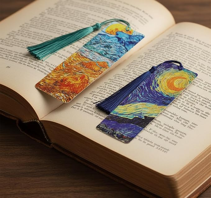 Bookmarks with Tassel, 7 Pieces Oil Painting Theme Cute Bookmark Book Marks Page Clip Bookmark for Book Lovers Writers Readers Men Women School Home Office Reading Supplies, Christmas & Teacher Gifts
