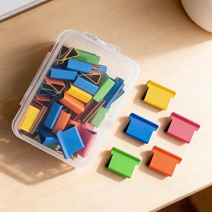 Portable Binder Clip Stapler, Includes 150 Reusable Clips, Push Clip Staplers, Mini Push Stapler Clamp Staplers for Desktop Document Home School Desk Office (K#)
