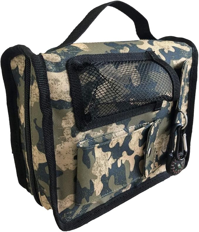 Bible Cover Case for Men Women Green Camo Medium Bible Book Cover with Durable Handle Quilted Bible Carrying Bag Prayer Church Scout Book Case with Compass Carabiner Camouflage