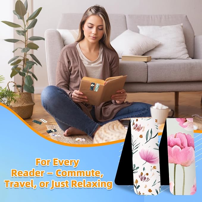 100 Pcs Magnetic Bookmarks Bulk, Cute Magnet Bookmark Page Clips - Magnetic Book Marks for Reading, Book Lovers, Teacher, Students, Women, Men – Party Favors, Teacher Gift, Bookmark Gift (Flower)
