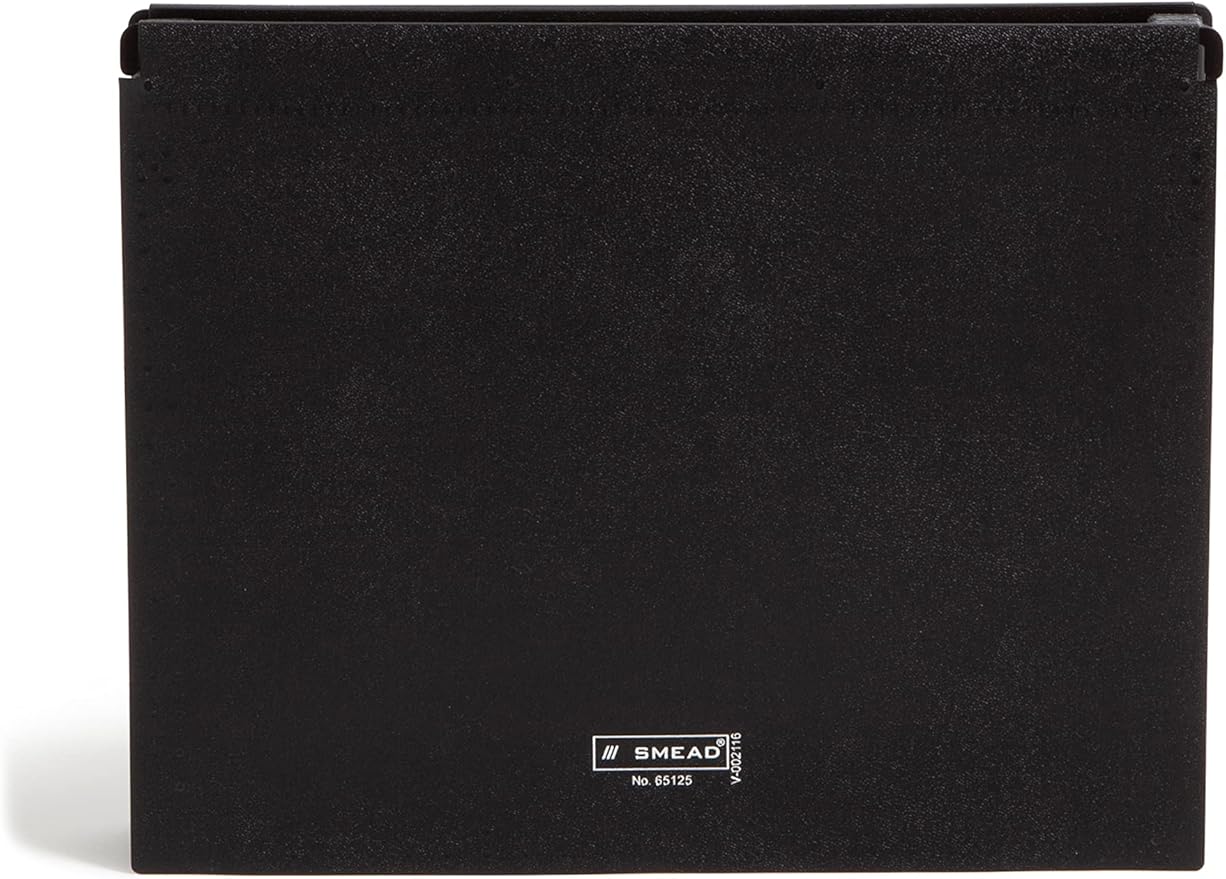 Smead Poly Hanging Expanding File, 12 Dividers, Letter Size, Black (65125) (Pack of 12)