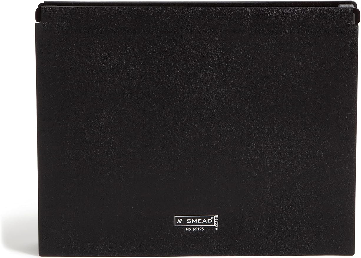 Smead Poly Hanging Expanding File, 12 Dividers, Letter Size, Black (65125)