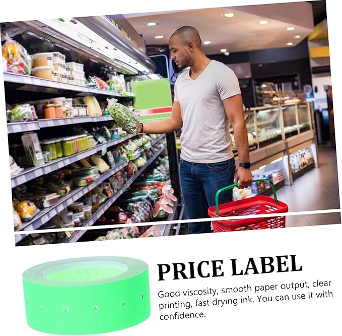TEHAUX 5000pcs Adhesive Price Tag Paper for Supermarket Pricing Easy to Use Cost Stickers Fluorescent Labeling for Retail Business Display