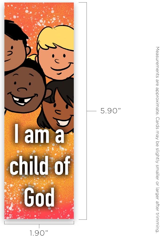 I am a Child of God, John 1:12, Bulk Pack of 25 Christian Bookmarks for Kids, Childrens Bible Verse Book Markers, Sunday School Prizes with Memory Verses, Scripture Gifts for Kids & Youth