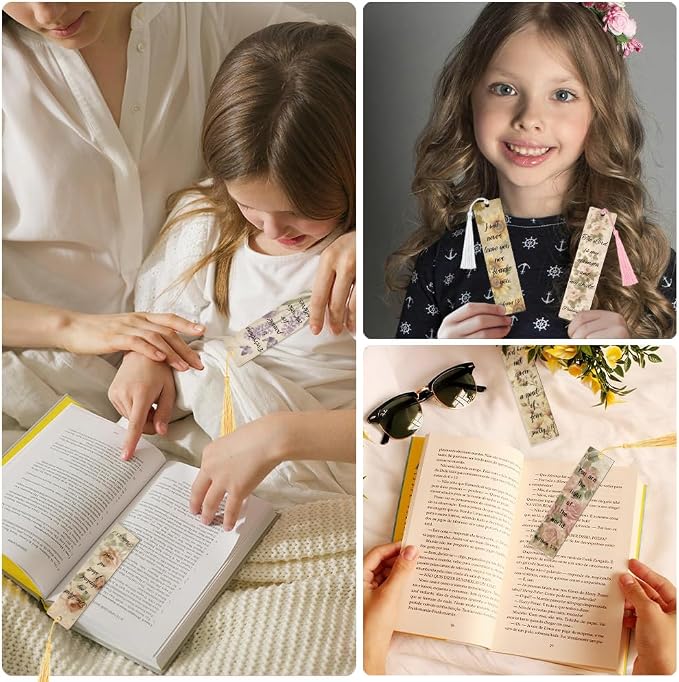 Peacoblue 30pcs UV DTF Bookmarks Transfer Stickers Wraps Vintage Flowers and Bible for Women Men Reading, Waterproof Bookmarkers Decal(No Blank Bookmarks) for Acrylic Plastic Metal Blank Bookmark