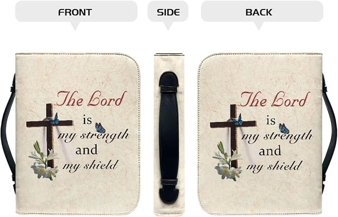 Cross Bible Covers for Women Bible Holder Case with Handle Easy to Store PU Leather Bible Organizer Bag for Women Man Large Size