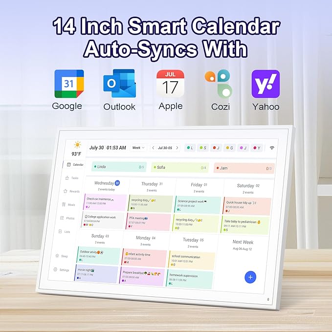 Digital Calendar, Smart WiFi Electronic Calendar&Chore Chart, IPS Touch Screen HD Display for Family Schedules, Share Moments Instantly from Anywhere (14)