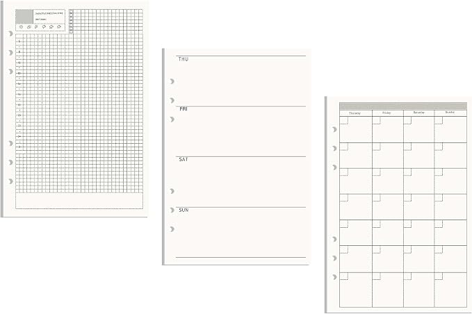 AxeWoodz A5 Refill Paper 3 Pack Undated Daily Weekly Monthly Binder Inserts 6-Hole Punched Filler Paper Planner Refills, 135 Sheets/270 Pages Refillable Binder Papers
