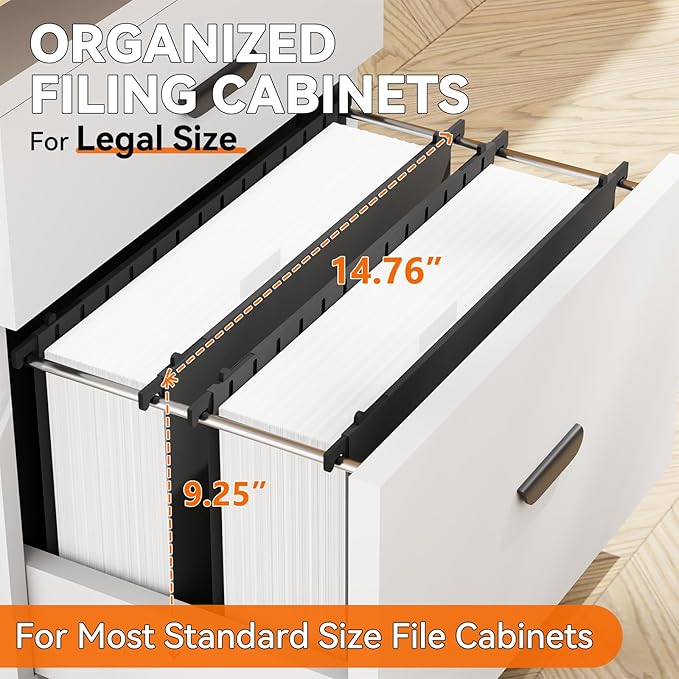 Legal Size Hanging File Folders Extra Capacity,12 Pack Plastic 3" Expansion Hang Folder with Tabs,Hanging File Organizer for File Frame/File Box,Reinforced Black Legal Folder for Filing Cabinet