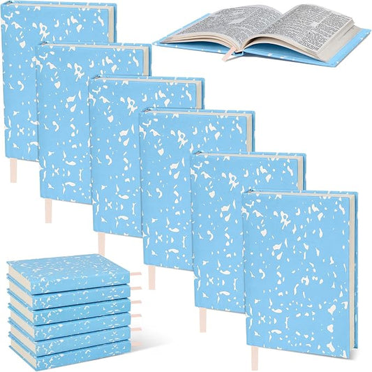Gilprop 6 Pack Jumbo Stretchable Book Covers, Colorful Covers for Textbook Protection and Care, Washable Reusable Protective for Paperbacks Hardcover Books(Composition Book,Blue White,9-11inch)