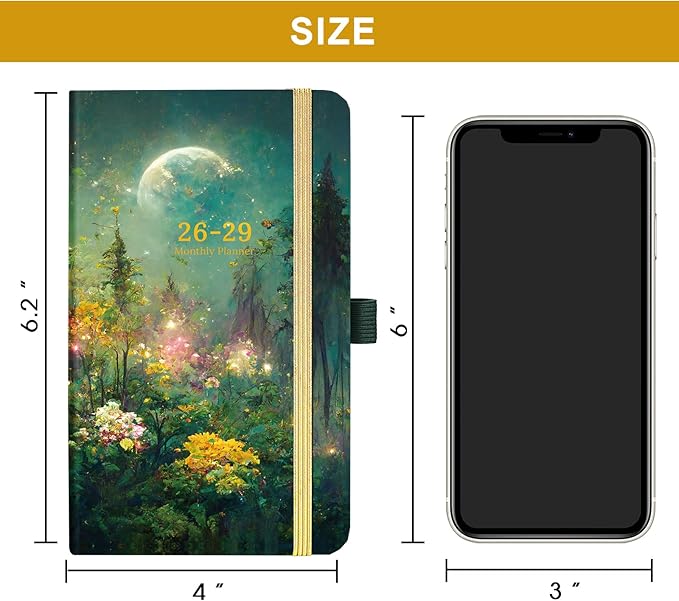 2026-2029 Pocket Planner - 3 Year Monthly Planner, July 2026 - June 2029, 6.3" x 3.7", Purse Calendar Planners 26-29, Pocket Calendar 2026-2029 with Pockets, Pen Holder, Elastic Closure, 61 Notes