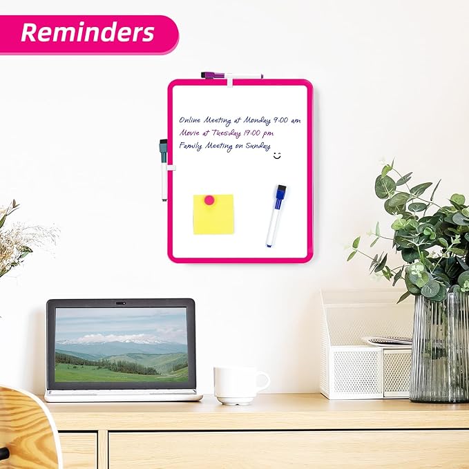 VUSIGN Small White Board Dry Erase, Dark Pink
