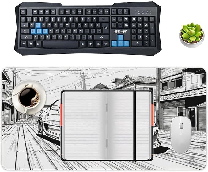 Large Mouse Pad JDM Car Sup Drifting Desk Mat Computer Accessories Gaming Office Organizers Supplies Decor Essentials Keyboard Pads for Desk Rubber 30x60cm
