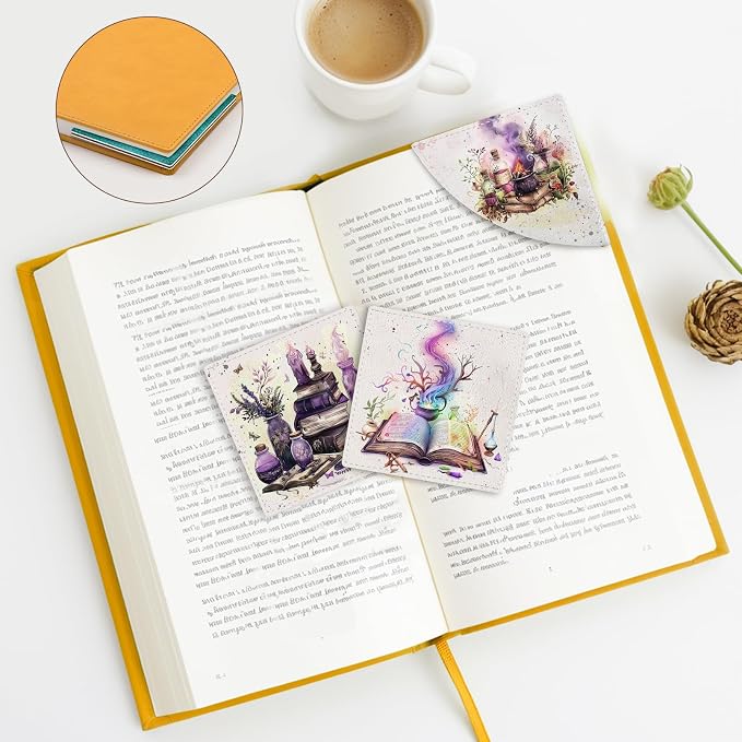 Icycay Magic Bottle Corner Bookmarks, Cute Leather Book Accessories for Book Lovers, 3 Pcs Reading Book Page Markers for Women Men Student Teacher Retirement Birthday Gifts