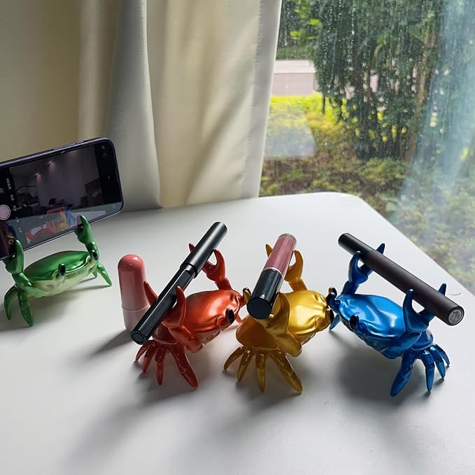 1Pcs Weightlifting Crab Pen Holder Funny Crab Pen Holder for Storage Office Desk Display Decorations (Blue)