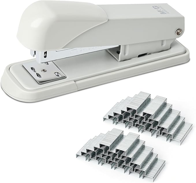 M&G Desktop Staplers, Desk Stapler with 2000 Staples, 25 Sheets Capacity, Metal Office Staplers for School Office Home, No Jam, Non-Slip (Grey)