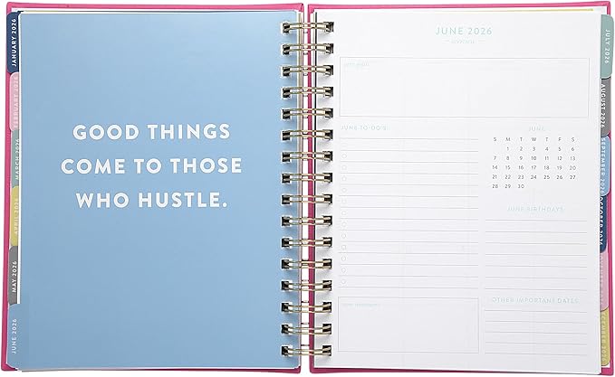 WORLD TRAVELER 2026 Planner Weekly and Monthly - 7'' x 8.75'' Hard Cover January December Spiral Daily Planner 2026 To Do List, Size 7X8.75, Pink Happiness