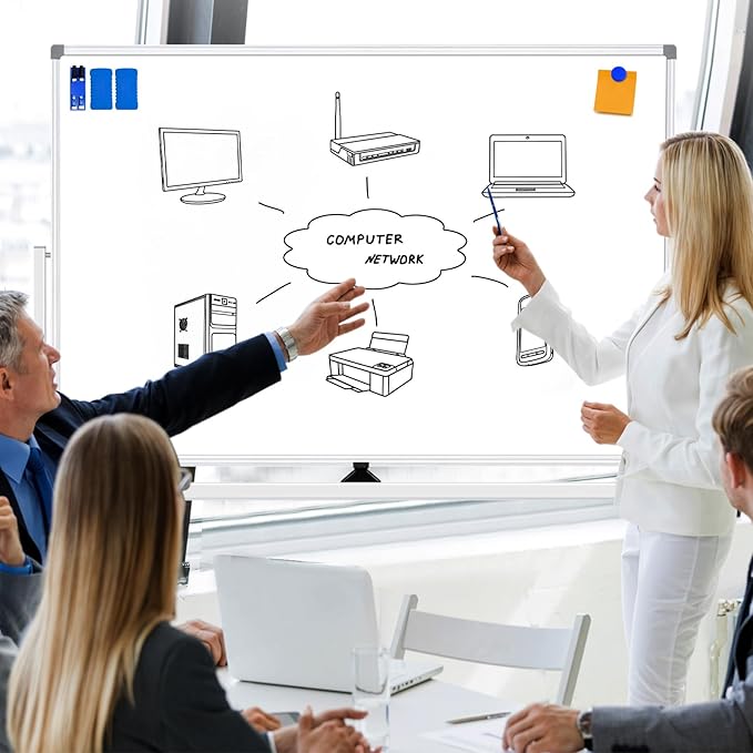 Mobile Whiteboard on Wheels 60 X 40, Double-Sided Large Rolling White Board Dry Erase Board with Stand, Magnetic Whiteboard with Stand, Portable Standing Whiteboard for Home Office School