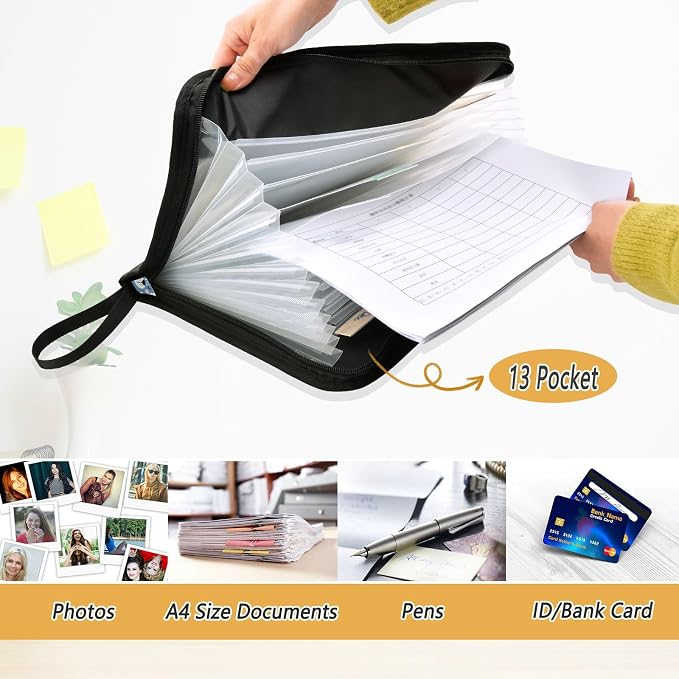 Cartoon Cute Alpaca 13 Pockets Expanding File Folder with Sticky Labels Accordion File Folder Document Organizer Letter Size A4 Papers Expandable File Keeper