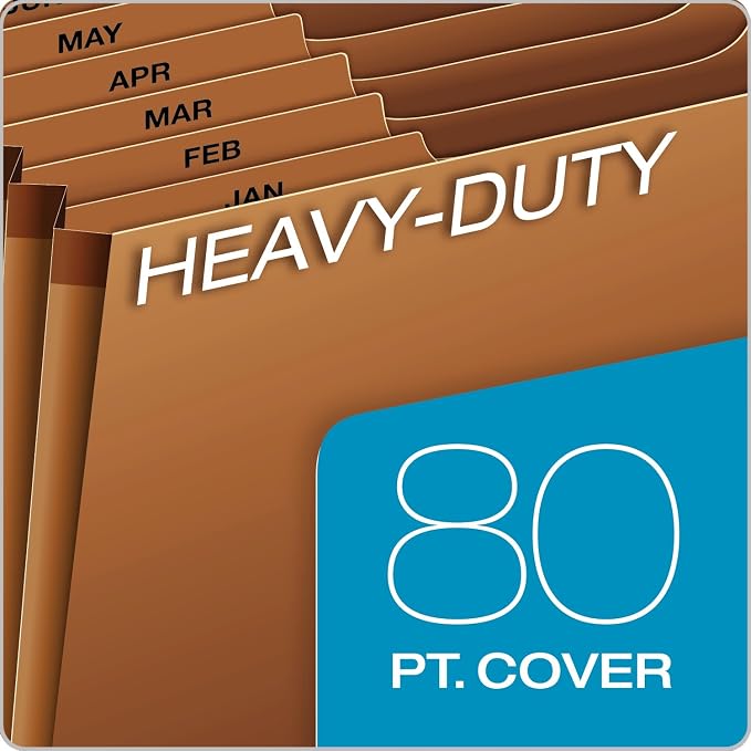 Globe-Weis PFXR217MHD /Pendaflex Heavy-Duty Expanding File,Open Top,12 Pockets,Monthly Index,Letter Size,Brown (R217MHD),(Pack of 5)