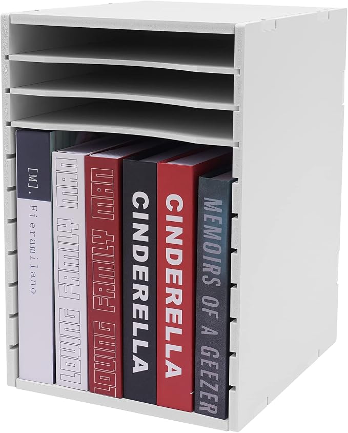 11 Slots Vertical Desktop Sorter, Mail Organizer Vertical File Organizer Adjustable Shelve Paper Sorter Organizer Document Storage Rack for Office School Home White