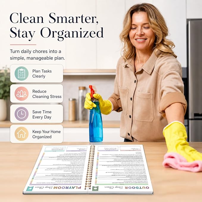 Adhd Cleaning Planner for Adults Women, Cleaning Schedule and Checklist Organizer, Household Cleaning Planner with Daily/Weekly/Monthly Task,for Home, Family Cleaning Tasks, DIY Home Improvement - White