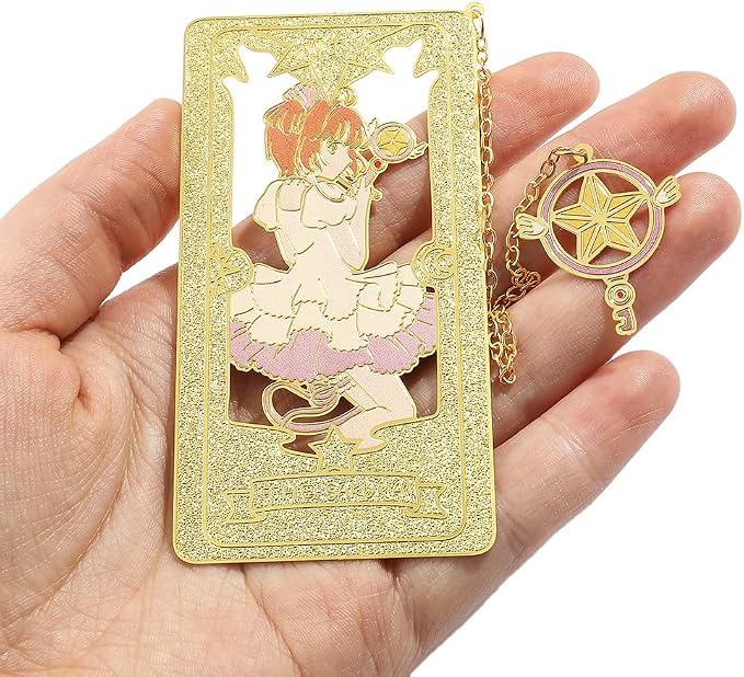 Anime Magic Cards Captor Sakura Bookmarks Set - Sweet Cartoon Cute Book Marks for Reading Women Men Anime Fans, Book Accessories Collection Decor Hangings Gifts (Brass Style 2)