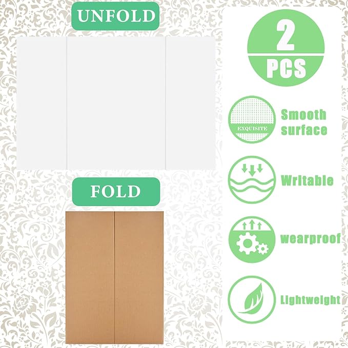 LonlyEagle 36” x 48” Trifold Poster Board，White Corrugated Project Boards for Presentations, Science Fair, School Projects, Event Displays and Trifold Picture Board，12 Pack