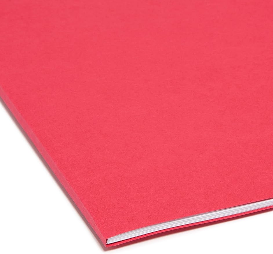 Smead File Folder, Reinforced Straight-Cut Tab, Letter Size, Red, 100 per Box (12710)