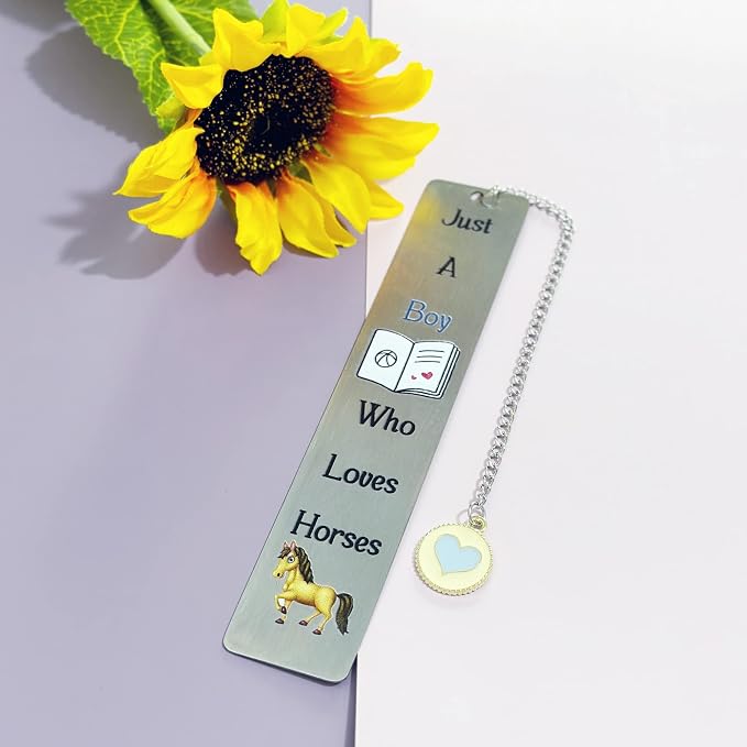 Horse Bookmarks Cute Best Friend Man Teens Distance Accompany Just a Boy who Loves Horses Son Brother Grandson Godson Book Accessory Personalised Birthday Valentines Day Horses Lover Christmas Gifts